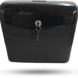 PREMIUM ALPHA LUGGAGE BOX ALL BIKES WITH TOP LOCK & FITMENT CLAMP (BLACK) Luggage Box Black Polyethylene, Plastic Motorbike Saddlebag-image-41