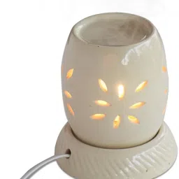 Ceramic Matka Shape Electric, Burner with Mirchi Bulb, Off White 4.75 Inch Diffuser Set-image-82