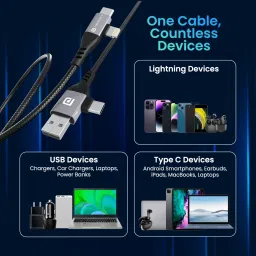 Portronics Type C 1 m Konnect 4 IN 1 Multi Functional with Nylon Braided Fast for Android, iOS Devices image 3