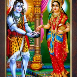 Maa Mata Annapurna Devi Photo Frame with Sparkle Coated Laminated Digital Reprint 14 inch x 11 inch Painting-image-11
