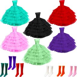 - Handmade Doll Clothes, 6 Doll Frock Dresses & 6 Pair Socks [Pack Of 6]-22