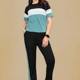 Women Top & Pyjama Set Multicolor Colorblock-image-59
