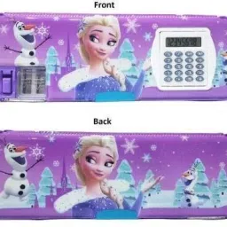 khilonewala Multipurpose Pencil Compass Box with Calculator & Dual Sharpner, Random Desing Will Be Sent For Kids Art Plastic Pencil Box image 4