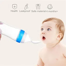 babygo Silicone Nibbler for Fruit Mickey with Solid Food with Spoon Feeding Bottle-90ml Teether and Feeder image 4