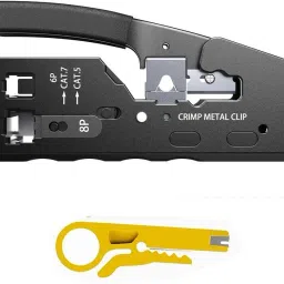 BALRAMA Pass Through Crimping Tool Cat5 Cat6a Cat7 RJ45 RJ12 RJ11 Cable Tester Stripper Combo Set-12