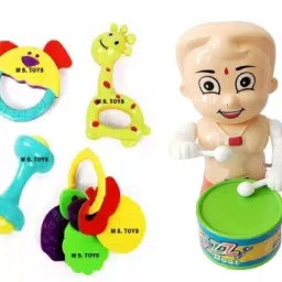BHEEM Drummer and Little Babies, 4 Cute Toys 1 Set of 4 Rattle Pack 2 Combo Rattle-picture-15