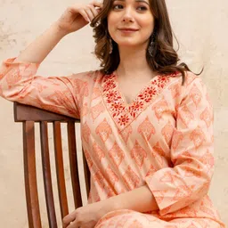 surhi Women Embroidered Cotton Blend Straight Kurta-picture-29