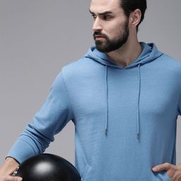 Roadster Men Blue Solid Hooded Sweatshirt-image-40