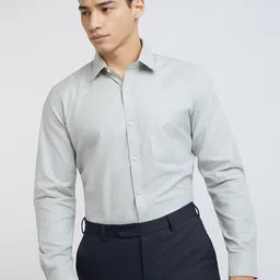 Raymond Pure Cotton Self Design Slim Fit Textured Formal Shirt-picture-3