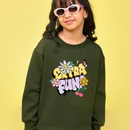 NUSYL Girls Typography Printed Round Neck Oversized Sweatshirt-picture-3
