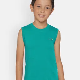dongli Boys Turquoise Blue Solid Round Neck Sleeveless T-shirt-image-25