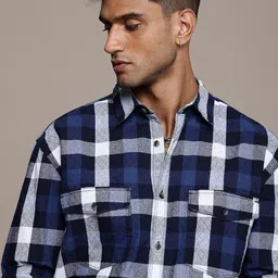 The Roadster Lifestyle Co. Men Checked Relaxed Fit Pure Cotton Casual Shirt-image-42