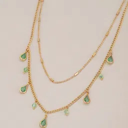 Carlton London Women Gold-Plated Crystals Studded Double Chian Necklace-image-26