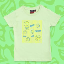 Gini and Jony Infant Boys Green & Yellow Cotton Printed T-shirt-45