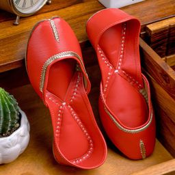 NR By Nidhi Rathi Women Red Mojaris Flats-image-46
