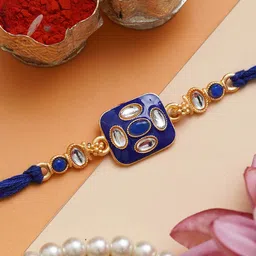 eCraftIndia Stones Studded Rakhi with Roli Chawal-image-94