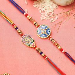 Aapno Rajasthan Set of 2 Circular Rakhi with Roli Chawal & Greeting Card-image-80