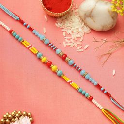 Aapno Rajasthan Set of 2 Beaded Rakhi with Roli Chawal & Greeting Card-image-83