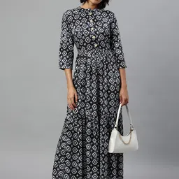 Cottinfab Grey & White Ethnic Motifs Maxi Dress image 5