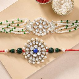 KARATCART Gold-Plated Set of 2 Bhaiya Bhabhi Rakhi-image-23