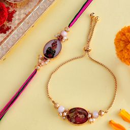 Voylla Set Of 2 King & Queen Motif & Beaded Thread Rakhi-36