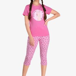 evolove Women Pink Printed Pure Cotton Night Suit-image-9