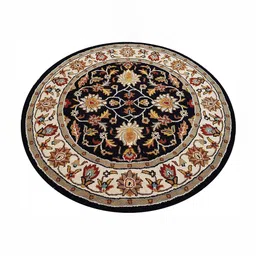 IMRA CARPET Black & Grey Ethnic Motifs Handmade Woollen Carpet-image-98