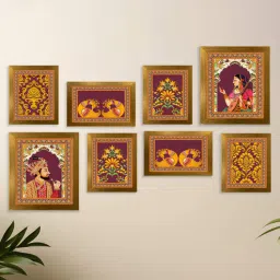 Art Street Indian folk wall Art Royal Prince with Queen Palace Painting For Home Decor-picture-19