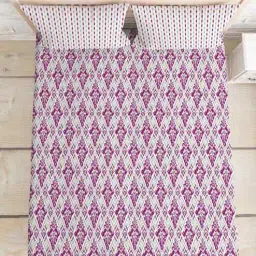 mayfair homes london Pink Cotton 1 Double Queen Bedsheet with 2 Pillow Covers-picture-49
