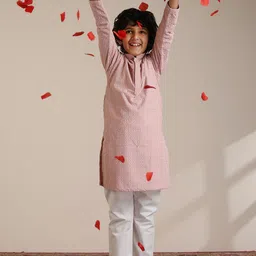 Manyavar Boys Ethnic Motifs Embroidered Regular Thread Work Kurta with Pyjamas-image-52