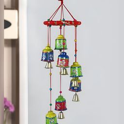 CraftVatika Green & Red Printed Metal Windchime-image-91