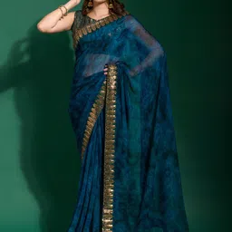 Anouk Orange & Red Tie and Dye Sequinned Saree-54