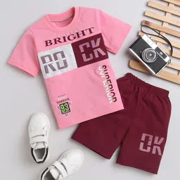FOURFOLDS Boys Printed Pure Cotton T-shirt with Shorts-20
