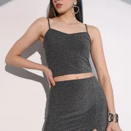 Tokyo Talkies Women Black Top with Skirt-picture-13