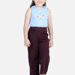 AWW HUNNIE Girls Blue & Black Printed Cotton Top with Trousers-image-16