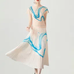 JC Collection Dyed Top & Midi Accordion Pleated Skirt-image-97