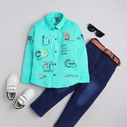 FOURFOLDS Boys Typography Printed Shirt With Trousers-image-44
