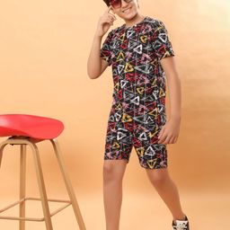 Ninos Dreams Boys Printed Pure Cotton T-shirt with Shorts-image-83