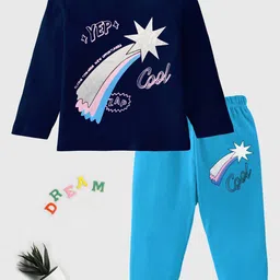 KUCHIPOO Girls Printed Round Neck T-shirt with Pyjamas-picture-47