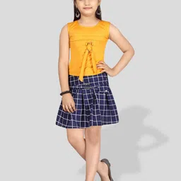 BAESD Girls Ckecked Top With Skirt-54