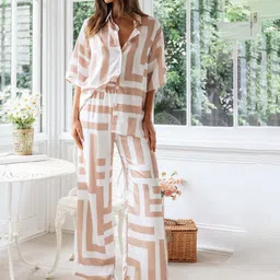 StyleCast Rust & White Printed Shirt & Palazzo-picture-21