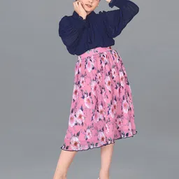 FASHION DREAM Girls Shirt Collar Top with Skirt Clothing Set-image-83