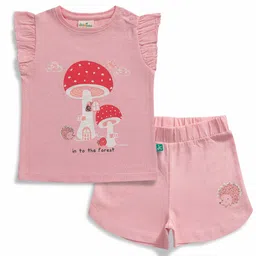 JusCubs Girls Printed Round Neck Sleeveless Pure Cotton Top with Shorts-45
