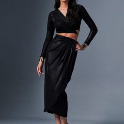 AND V-Neck Wrap Crop Top With Skirt-picture-46
