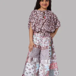 Peppermint Girls Conversational Printed Ruched Top with Palazzos-image-16