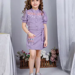 Peppermint Girls Mandarin Collar Top with Shorts-picture-11