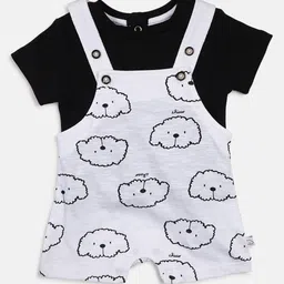 Chicco Unisex Kids White & Black Printed T-shirt with Dungarees-picture-14