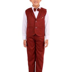 FOURFOLDS Boys Rust Red & White 3-Piece Suit-picture-39