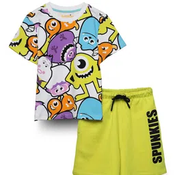 SPUNKIES Boys Graphic Printed Pure Cotton T-Shirt & Shorts-image-11