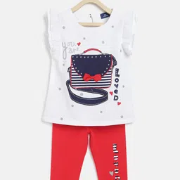 Chicco Girls White & Red Printed Top with Leggings-image-58